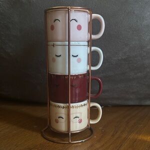 COCO + LOLA PREMIUM COLLECTION STACKABLE ESPRESSO DEMITASSE CUP SET W/ RACK